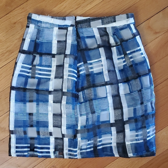 Blue and White Ruched Pencil Mini Skirt NBD size XS - Picture 2 of 7